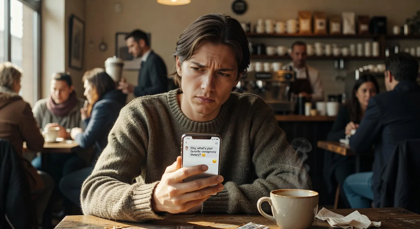 Ecran de telephone montrant un profil de rencontre avec des erreurs courantes