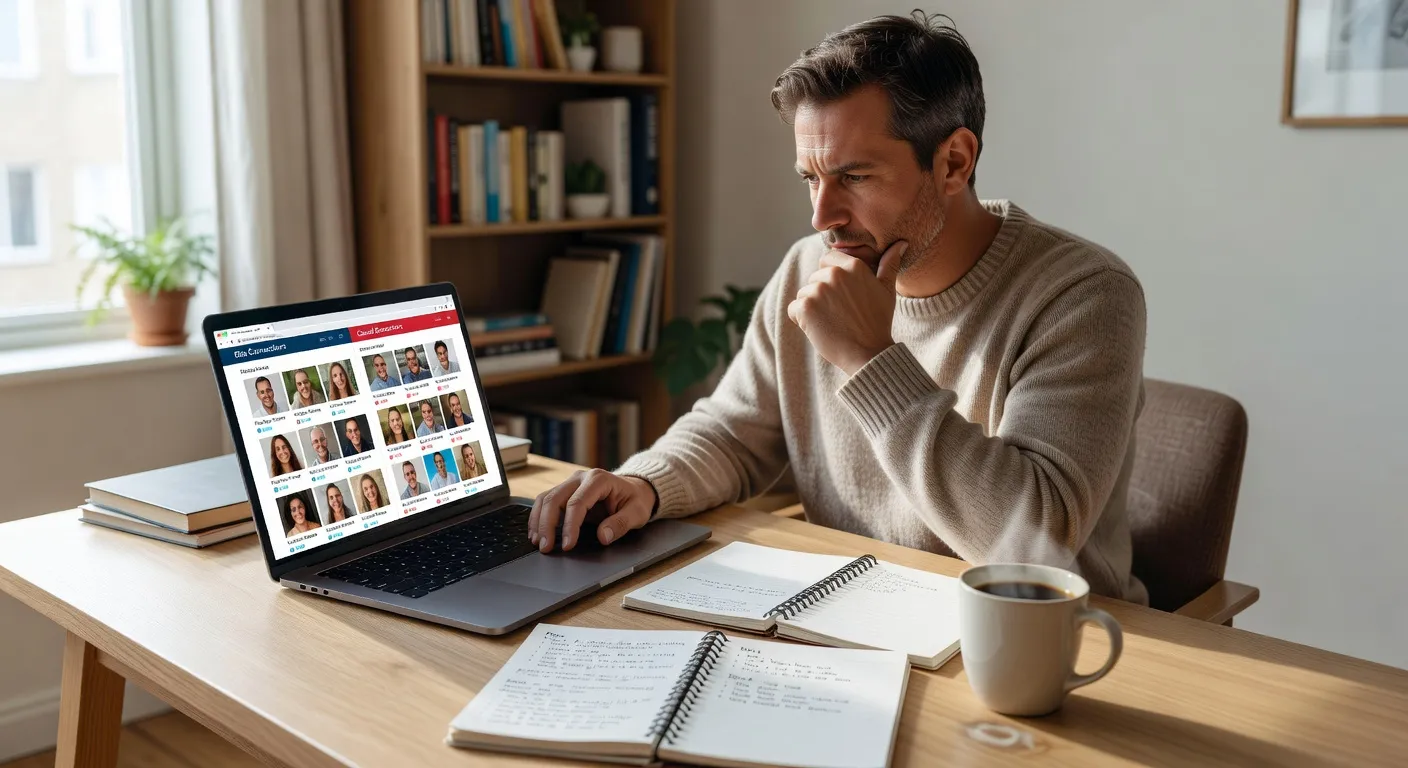 Comparaison des interfaces de plusieurs sites de rencontre sur un ecran d'ordinateur