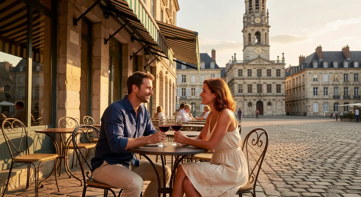 Interieur chaleureux d'un bar a vins dans le centre de Valenciennes