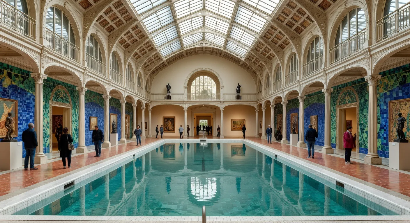Vue du canal de Roubaix avec ses anciennes usines rehabilitees en soiree